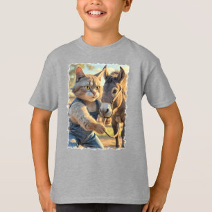 Camiseta Gato fazenda com burro!