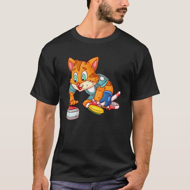 Camiseta Gato fazendo curling (Frente)
