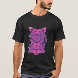 Camiseta Gato Fazendo Yoga na Posição de Lótus Gráfico de M