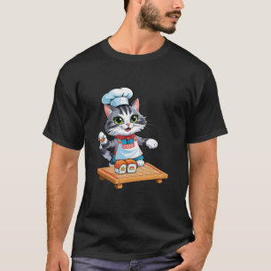 Camiseta Gato Fazer Sushi Gato Culinário Gato Kawaii Comida