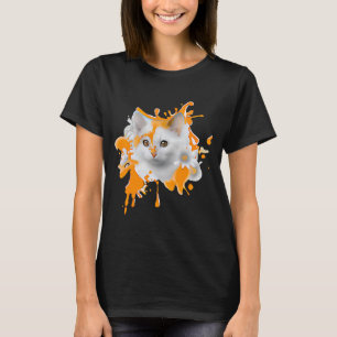 Camiseta Gato Felino Floral Adorável com Plasmas Flores
