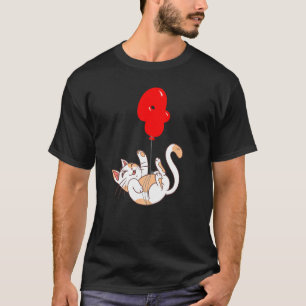 Camiseta Gato Feliz 4º Aniversário Festa de Balões para C