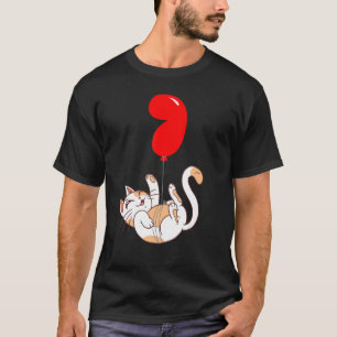Camiseta Gato Feliz 7º Aniversário Festa de Balões para C