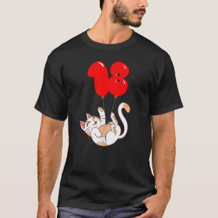 Camiseta Gato Feliz Aniversário de 18 anos Festa de Balão I