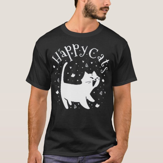 Camiseta Gato feliz bonito (Frente)