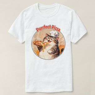 Camiseta Gato Feliz Chef com Pizza