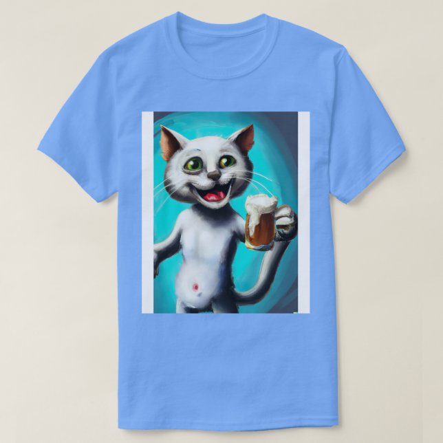 Camiseta Gato Feliz com Cerveja 1 (Frente do Design)