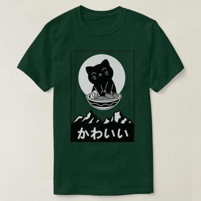 Camiseta Gato Feliz Com Ramen  (Frente do Design)