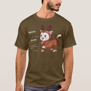 Camiseta Gato Feliz de Natal Gato Bonito de Reindeer