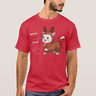 Camiseta Gato Feliz de Natal Gato Bonito de Reindeer