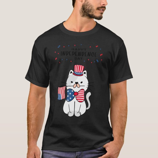 Camiseta Gato Feliz Dia da Independência (Frente)