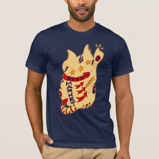 Camiseta gato feliz do mercado em alta