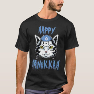 Camiseta Gato Feliz Hanukkah Oy Vey Menorah Hanukcat