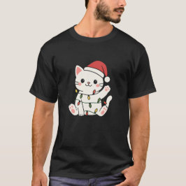 Camiseta Gato Feliz Natal Animais de Inverno Gatos