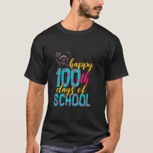 Camiseta Gato Feliz No 100º Dia De Escola Professor Alunos