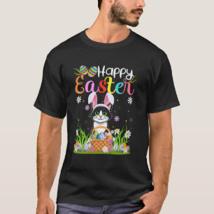 Camiseta Gato Feliz Páscoa Caça ao Ovo Orelha de Coelho Gat