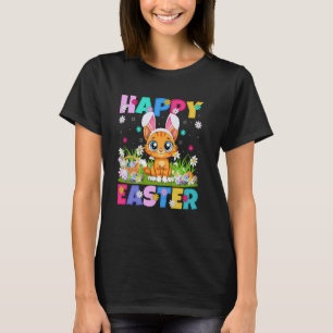 Camiseta Gato Feliz Páscoa Caça Ovos Coelho Orelha Gato Pás