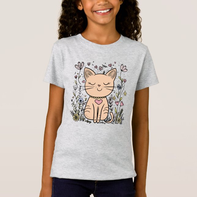 Camiseta Gato Feliz | T-Shirt Gato de Gato Bonito (Frente)