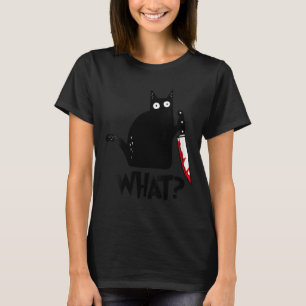 Camiseta Gato Feminino O Que_ Gato Preto Assassino Com Faca