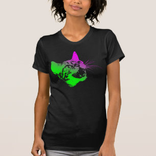 Camiseta Gato Feral Gótico Malvado Assustador Rosnar Presas