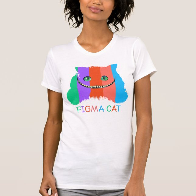 Camiseta gato figma engraçado e gato colorido (Frente)