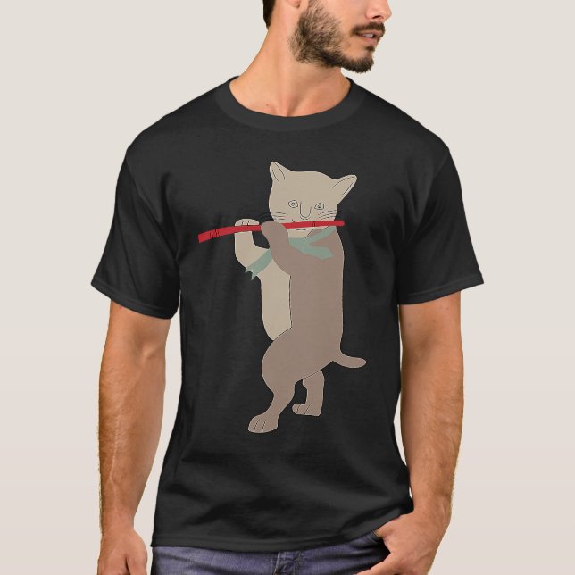 Camiseta Gato Flautista Flauta 2 (Frente)
