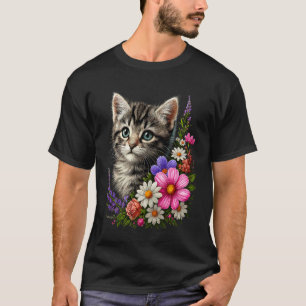 Camiseta Gato Flor Fofo Floral Gatinho