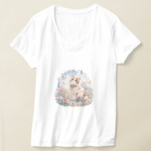 Camiseta Gato Floral e Borboletas