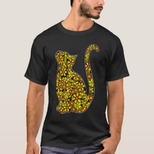 Camiseta Gato Floral Mês da História Africana Preta Fofo BL