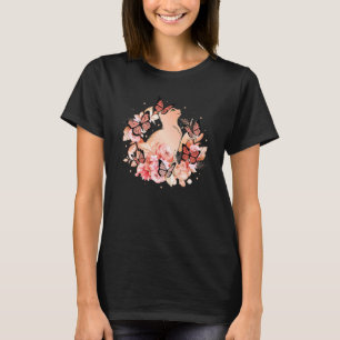 Camiseta Gato Flores Borboletas Gato