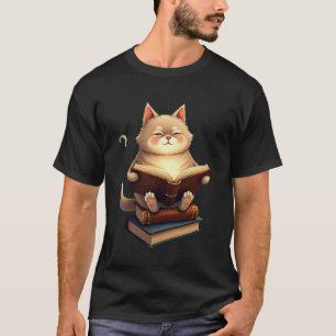 Camiseta Gato Flutuando no Espaço Lendo Livro Constelação C