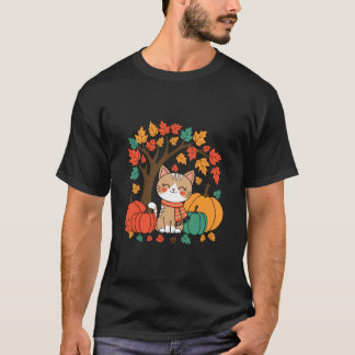 Camiseta Gato Fofo Abóbora Halloween Temporada Assustadora 