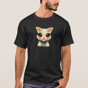 Camiseta Gato Fofo Adorável de Olhos Grandes