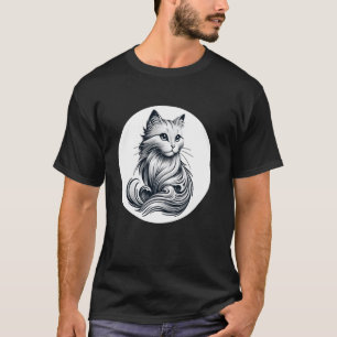 Camiseta Gato Fofo Amante de Gatinhos Arte de Silhueta Clás
