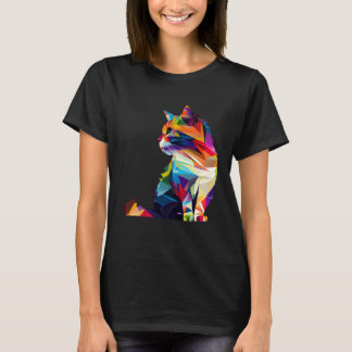 Camiseta Gato Fofo Aquarela Colorido Para Gato Multicolor