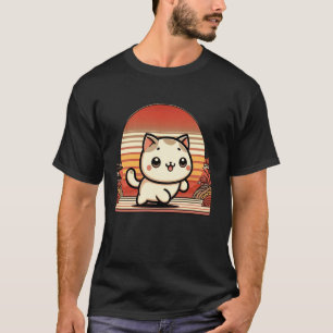 Camiseta Gato Fofo Arte Japonesa Amante de Gatinho Floral P