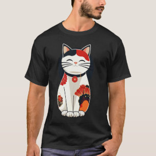 Camiseta Gato Fofo Arte Japonesa Amante de Gatinho Floral V