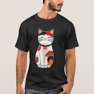 Camiseta Gato Fofo Arte Japonesa Amante de Gatinho Floral V