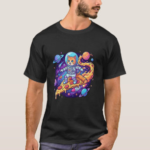 Camiseta Gato Fofo Astronauta Surfando Pizza Espaço Manga L
