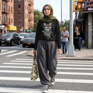 Camiseta Gato Fofo Bandeira da Palestina Óculos Xale Keffiy