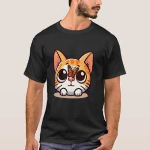 Camiseta Gato Fofo Bizco com Borboleta no Nariz
