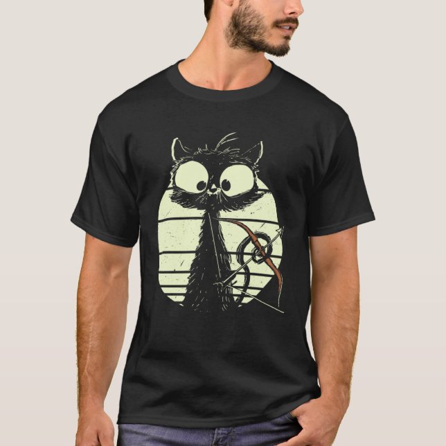 Camiseta Gato Fofo Com Arco E Flecha Gato Arqueiro (Frente)