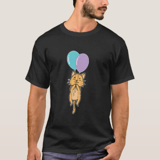 Camiseta gato fofo com balão de aniversário