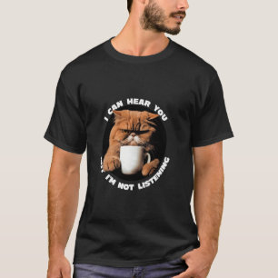 Camiseta Gato Fofo com Café Homens Mulheres Gatinho Colorid