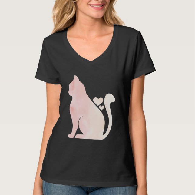 Camiseta Gato Fofo com Corações (Frente)