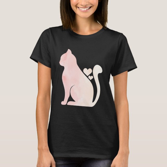 Camiseta Gato Fofo com Corações (Frente)