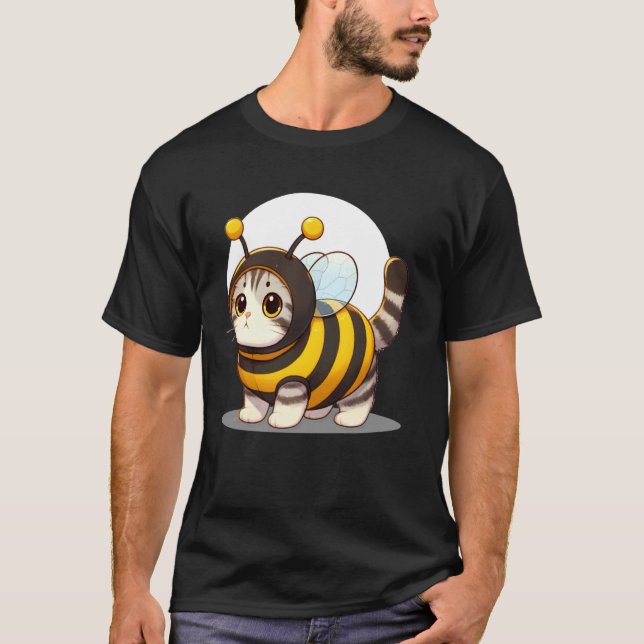 Camiseta Gato Fofo com Fantasia de Abelha 1 (Frente)