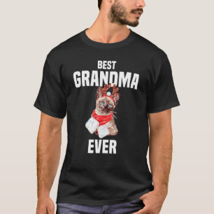 Camiseta Gato fofo com fantasia de rena Melhor Avó do Mundo