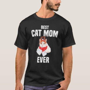 Camiseta Gato Fofo com Fantasia de Rena Melhor Mãe de Gato