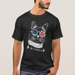 Camiseta Gato Fofo com óculos de sol americanos Moewrrica